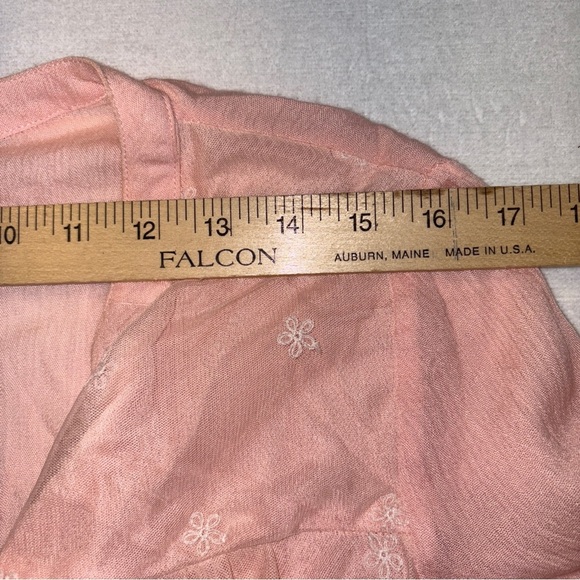 Pink Ruffled 3/4 Sleeve Blouse Women Large - Picture 4 of 10